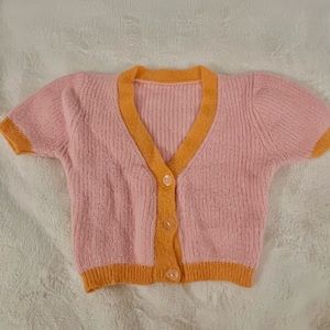 Orange & pink fuzzy crop top